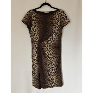 Moschino Dress Medium Animal Print Brown Black Short Sleeveless Bodycon